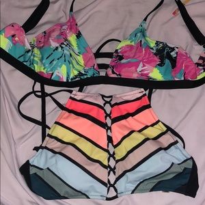 2 Multi color Bathing Suit Tops VS Pink and Target